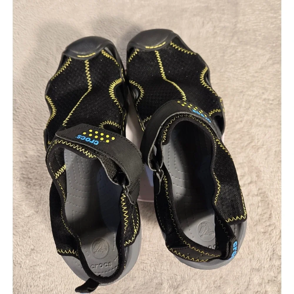 Crocs‎ Swiftwater Mesh Sandals Mens Black Yellow Water Shoes Hiking Outdoor